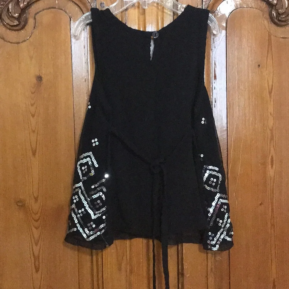 3/$20 Justice Black Top with Sequins - Tie Back